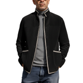 Men's Classic Retro Stand-up Collar Faux Velvet Jacket MTA1200K5K