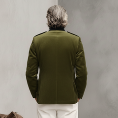 Men's Classic Retro Stand Collar Faux Velvet Slim Fit Jacket MTA1025K9K