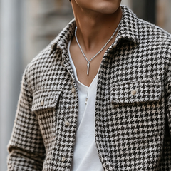 Men's Retro Casual Houndstooth Tweed Jacket MTA0458K2TO