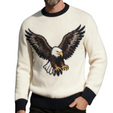 Men's Retro Casual Knitted Eagle Crew Neck Sweater MTA2969K7TO