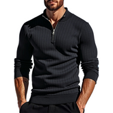 Men's Solid Color Knit Half-zip Pullover Long-sleeved Polo Shirt MTA0840K2X