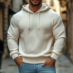 Men's Knitted Solid Color Loose-fitting Hoodie MTA2052K6X