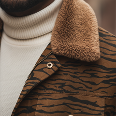 Men's Winter Retro Camouflage Print Fur Collar Jacket MTA1066K1P