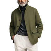 Men's Classic Light Business Stand Collar Faux Wool Jacket MTA0575K0K