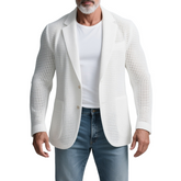 Men's Solid Knit Notch Lapel Two Buttons Casual Blazer MTA2451G5Z