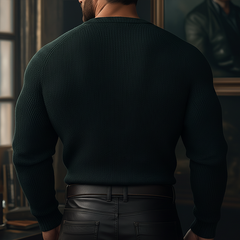 Men's Winter Retro Cotton Yarn Knit V-Neck Slim Fit Sweater MTA2601K0P