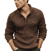 Men's Classic Button-up Stand-collar Casual Knitted Sweater MTA2706K1U