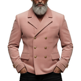 Men's Classic Retro Pink Corduroy Double-breasted Jacket Men's Classic Retro Pink Corduroy Double-breasted Jacket MTA1538K5K