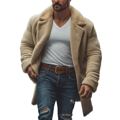 Men's Winter Simple Retro Faux Fur Mid-Length Coat MTA2612K7P