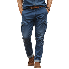 Men's Retro Classic Dark Blue Slim-fit Jeans MTA3139J1U