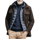 Men's Classic Dark Brown Lapel Zip-up Suede Jacket MTA1833K7U