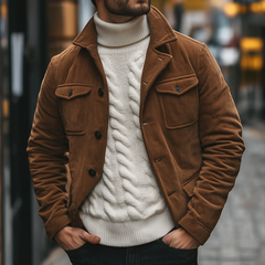 Men's Retro Casual Corduroy Quilted Lapel Button Jacket MTA3011J1TO