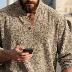 Men's Casual Fleece Trim Crew Neck Long Sleeve Sweatshirt MTA0148K8X