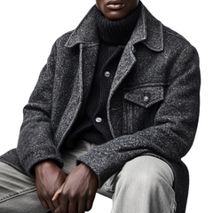 Men's Cotton Blend Lapel Multi-pocket Mid-length Coat MTA1540K8X