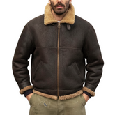 Men's Winter Warm Dark Brown PU Leather And Fleece Lining Zip-up Jacket MTA1047K5U