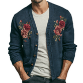 Men's Retro Casual Knitted Floral Embroidered Button Cardigan MTA2838K2TO