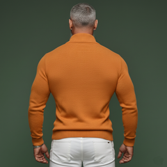 Men's Fashionable Casual Rugged Style Collared Zip-up Slim Fit Sweater MTA2797K6K