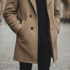 Men's Winter Retro Textured Faux Wool Mid-Length Coat MTA1576K1P