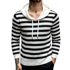 Men's Retro Casual Striped Knit Hooded Sweater MTA2942J2TO