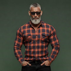 Men's Classic Casual Plaid Brushed Cotton Blend Long-sleeved Shirt MTA1374K4K