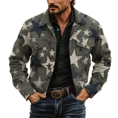 Men's Retro Star Print Twill Cotton Jacket MTA1022K0P