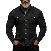 Men's Classic Retro Western Style Corduroy Sleeve Multi-pocket Faux Suede Thin Jacket MTA1733K0K