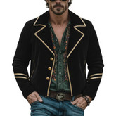 Men's Classic Retro Western Style Lapel Faux Velvet Jacket MTA0499L2K