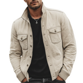 Men's Urban Light Gray Cotton Blend Lapel Jacket MTA1324K7U