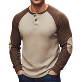 Men's Urban Waffle Texture Color Block Henley Shirt MTA1763K3U