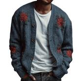 Men's Retro Casual Knitted Floral Embroidered Button Cardigan MTA2970K6TO