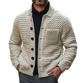 Men's Knitted Jacquard Collar Button-Up Cardigan MTA2896K4X