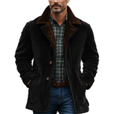 Men's Winter Retro Color Block Corduroy Button Jacket MTA0542K9P