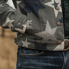 Men's Retro Star Print Twill Cotton Jacket MTA1022K0P