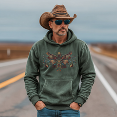 Men's Classic Retro Western Style Embroidered Faux Suede Hoodie MTA0158L4K