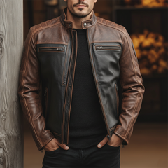 Men's Winter Retro Texture PU Faux Leather Motorcycle Jacket MTA2354J5P