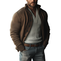 Men's Winter Simple Cotton Yarn Knitted Button Cardigan MTA2688K6P