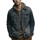 Men's Retro Washed Collar Slim Fit Denim Jacket MTA1798K0X