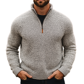 Men's Simple Retro Cotton Yarn Knit Half-Zip Slim Fit Sweater MTA1160K4P