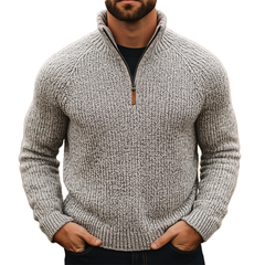 Men's Simple Retro Cotton Yarn Knit Half-Zip Slim Fit Sweater MTA1160K4P