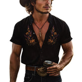 【24-hour shipping out】Men's Vintage Embroidered Lapel Short Sleeve Shirt MTA2889D1X