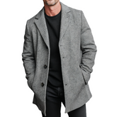 Men's Retro Faux Wool Blend Lapel Button Mid-Length Overcoat MTA3018K9X