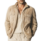 Men's Classic Stand-up Collar Corduroy Zip-up Jacket MTA2969I3U