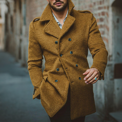 Men's Retro Casual Solid Color Double-Breasted Overcoat MTA1981K1TO