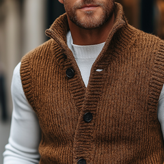 Men's Retro Casual Knitted Stand Collar Button Vest MTA0477K2TO