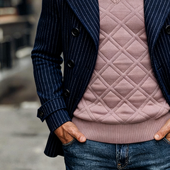 Men's Denim Striped Lapel Button-Down Slim Fit Jacket MTA1193K3X