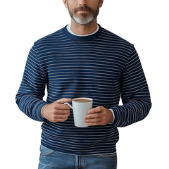 Men's Retro Striped Knit Crew Neck Sweatshirt MTA1110K8P