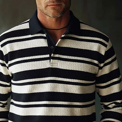 Men's Striped Casual Long-sleeved Polo Shirt MTA0126K5X