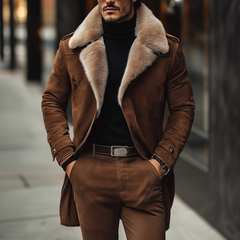 Men's Retro Casual Faux Suede Collar Coat MTA1851K0TO