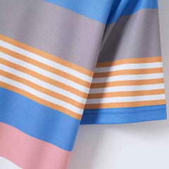 Men's Striped Print Button Short Sleeve POLO Shirt 06082086X