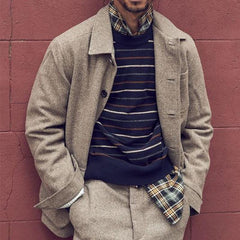 Men's Vintage Casual Twill Lapel Jacket 83806826X